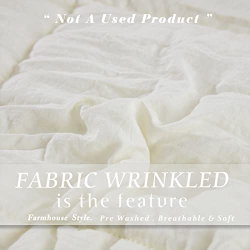 HIG 3pc Prewashed All Season Down Alternative Comforter Duvet Insert -Quilted Comforter with Corner Tabs -Box Stitched -250GSM Fiberfill Chic Farmhouse Style Bedding(Salomon,Twin,Ivory)