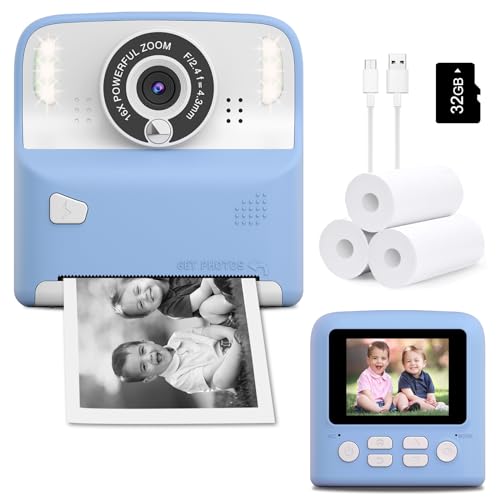 Kids Instant Print Camera with 32GB Card, Digital Photo