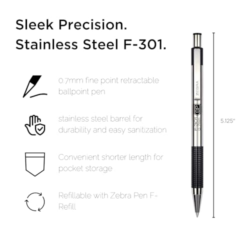 12 Pack Zebra Pen F-301 Ballpoint Pens