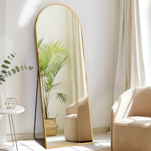 Arched Full Length Standing Mirror with Aluminum Frame