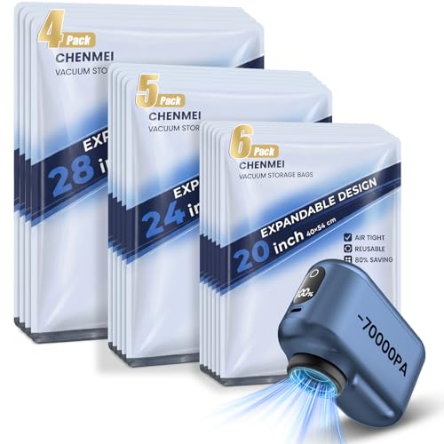 15 Pack Vacuum Storage Bags with Rechargeable Pump