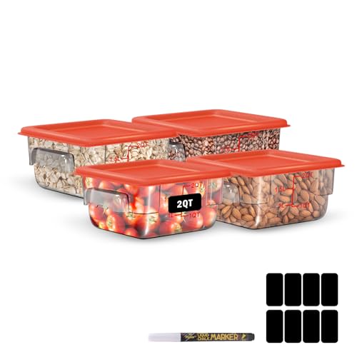 4 Pack 2 Quart Square Food Storage Containers