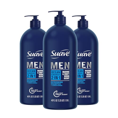 3 Pack Suave Men 2-in-1 Shampoo Conditioner 40oz