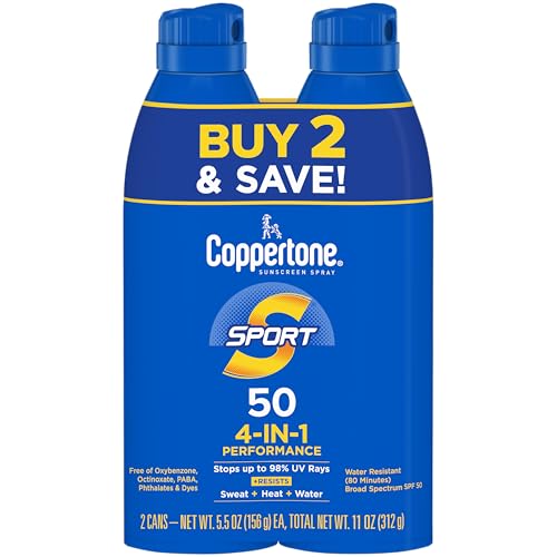 2 Pack Coppertone Sport SPF 50 Sunscreen Spray