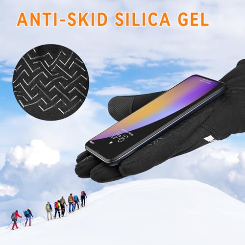 Cierto Winter Touch Screen Gloves: Men & Women Water Resistant Warm Gloves | Cold Weather Touchscreen Thermal Fleece Lined Running Cycling Working Gloves with Extended Cuffs