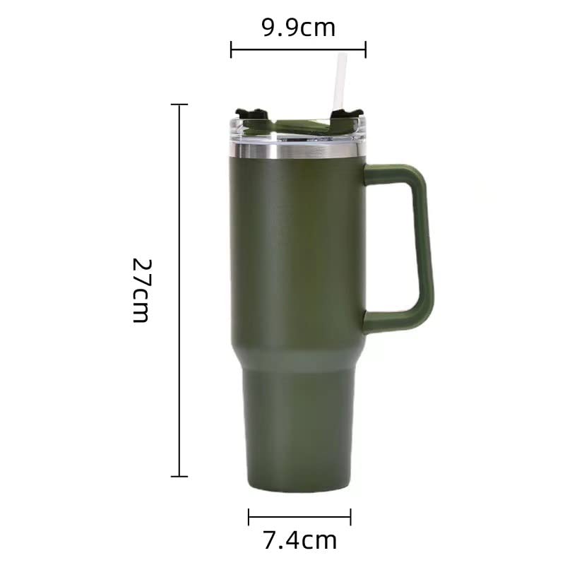 40oz Insulated Travel Mug with Handle & Straw