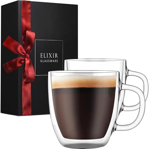 2 Pack Double Wall Insulated Glass Coffee Mugs