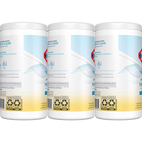 CLOROX Compostable Cleaning Wipes, Lemon Scent, 75 Count