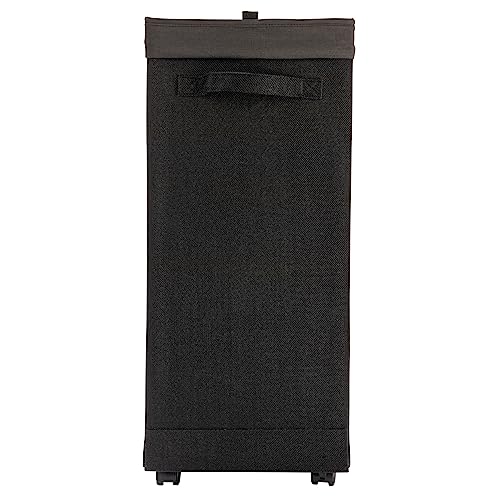 Household Essentials Narrow Collapsible Laundry Hamper with Liner and Lid, Black HE1059