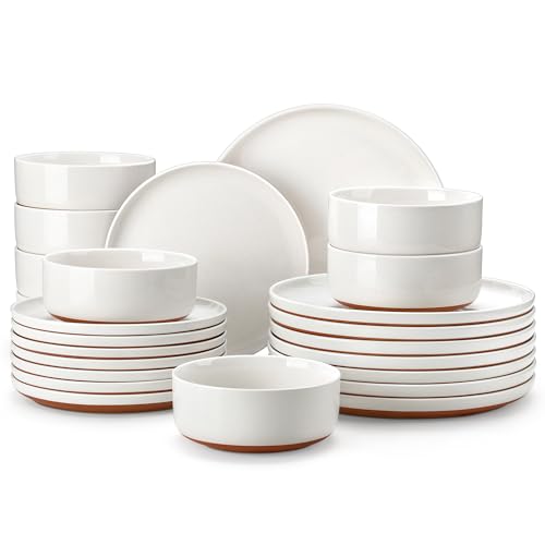 24 Piece Ceramic Dinnerware Set Plates and Bowls