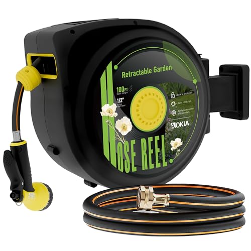 100 ft Retractable Wall Mounted Garden Hose Reel