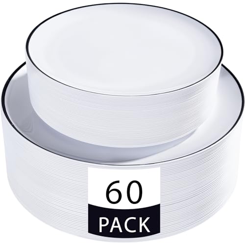 60 Count Plastic Dinner and Dessert Plates Set