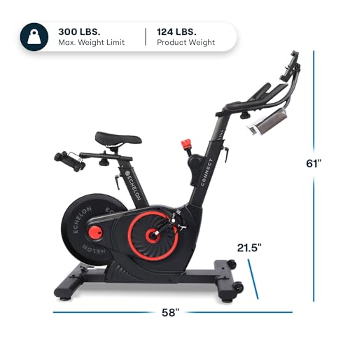 Echelon Smart Connect Fitness Bike, 30-Day Free Echelon Membership, Easy Storage, Small Spaces, Cushioned Seat, Solid Design, HIIT, Top Instructors, 32 Resistance Levels, Bluetooth, EX5