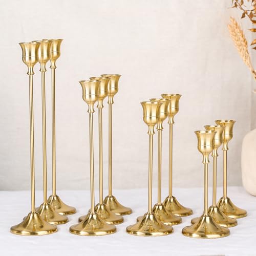 12 Pack Taper Candlestick Holders Centerpiece Set