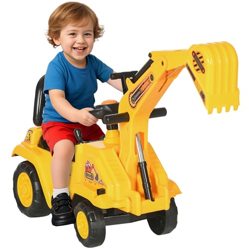 HOMCOM Kids Ride On Excavator Truck with Storage