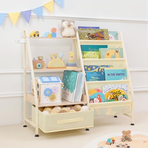 Kids Sling Bookshelf and Toy Storage Organizer