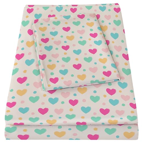 Girls Twin Heart Microfiber Sheets with Pillowcases