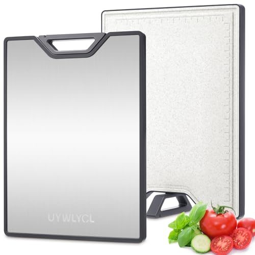 Large Stainless Steel Double-Sided Cutting Board with Sharpener