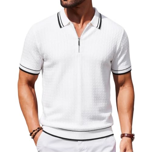 Knit Short Sleeve Zipper Polo Shirt (7 Colors)
