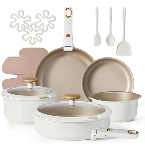 19 Piece Nonstick Detachable Handle Pots and Pans Set