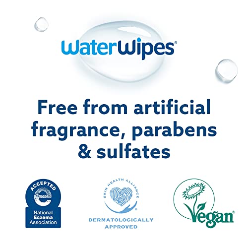 WaterWipes Plastic-Free Textured Clean, Toddler & Baby Wipes, 99.9% Water Based Wipes, Unscented & Hypoallergenic for Sensitive Skin, 540 Count (9 packs), Packaging May Vary