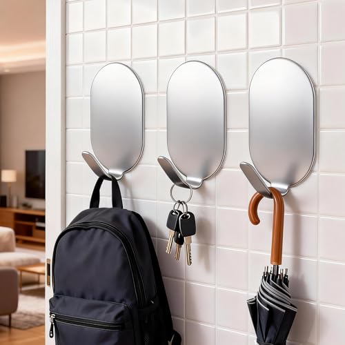 10 Pack Adhesive Stainless Steel Wall Hooks