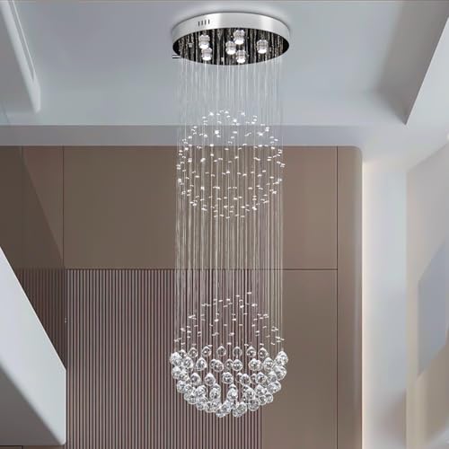 Crystal Pendant Chandelier for Staircase, Modern Ceiling Light