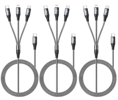 3 Pack 3-in-1 USB C Multi Charging Cable
