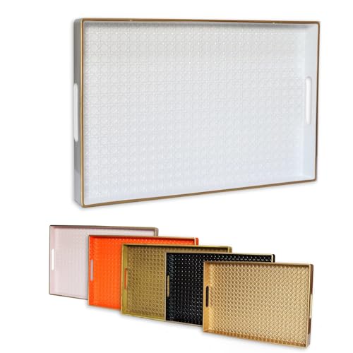Rectangular Plastic Serving Tray with Handles
