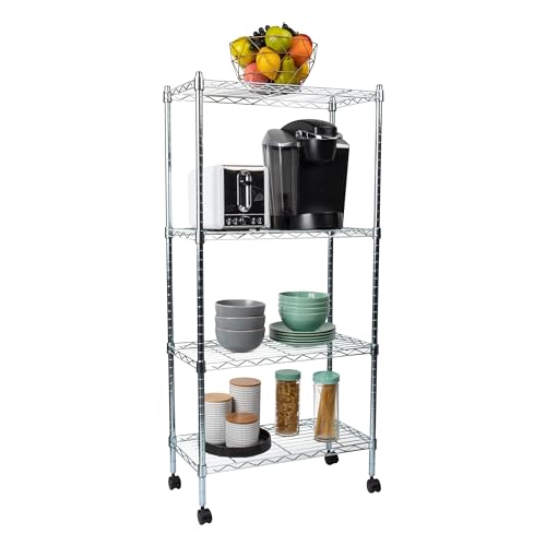 Mind Reader Rolling Metal Garage Storage Shelving Unit