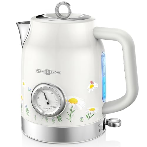 1.7L Retro Stainless Steel Electric Kettle with Thermometer