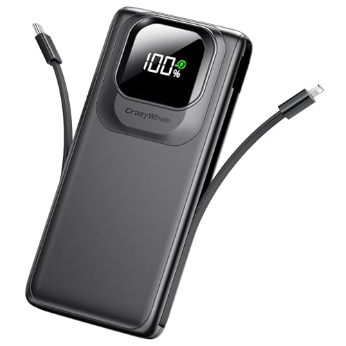 10000mAh 22.5W Portable Charger with Built-in Cables