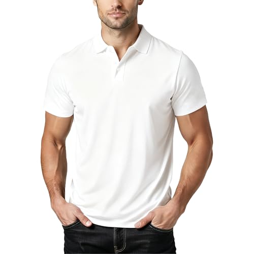 Men's Quick Dry Moisture Wicking Polo Shirt Snap Button