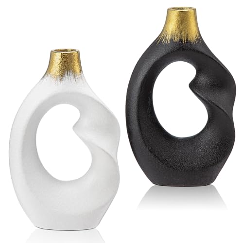 2 Pack Modern Ceramic Donut Vases