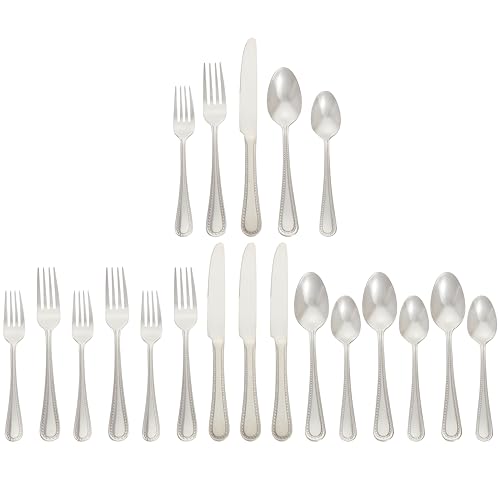 Amazon Basics 20-Piece Stainless Steel Flatware Set