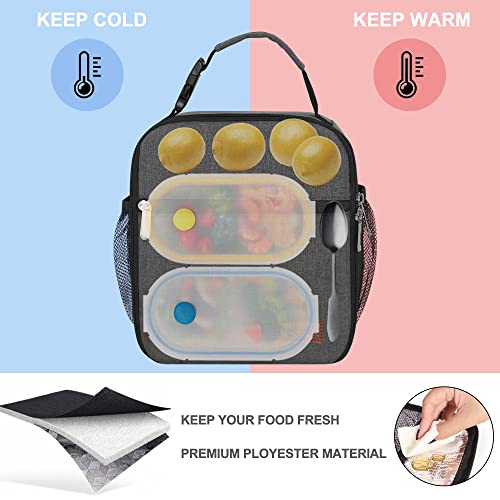Deosk Lunch Bag Reusable Small Lunch Box for Men Insulated Portable Lunchbox for adults Suitable for School Work Picnic (Gray)