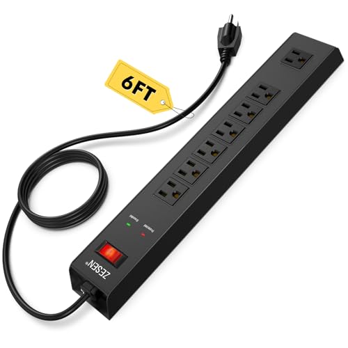 Metal 7 Outlet Power Strip with Overload Protection