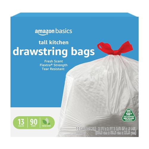 90 Count Amazon Basics 13 Gallon Kitchen Trash Bags