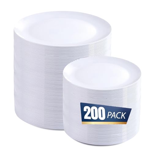 200 Pack Heavy Duty Disposable Plastic Plates