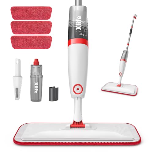 Spray Mop with Refillable Bottle and 3 Washable Pads