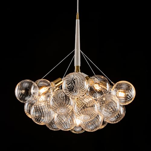 6 Light Mid-Century Bubble Glass Chandelier Pendant