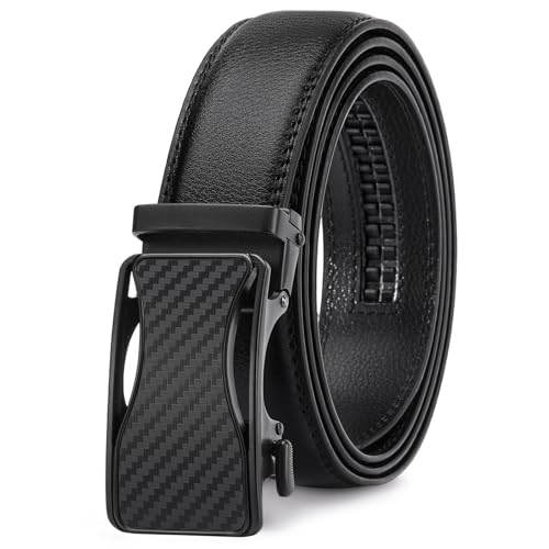 Ratchet Micro-Adjust Leather Dress Belt