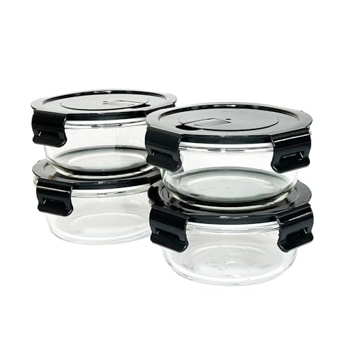 12oz Round Glass Food Storage Containers with Lids