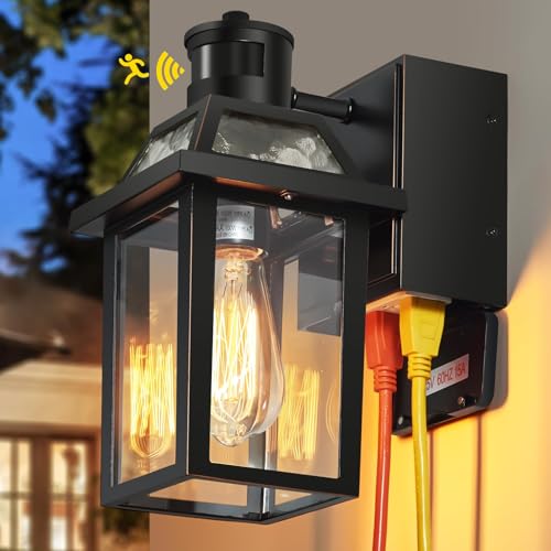 Dusk to Dawn Outdoor Porch Light with GFCI Outlet