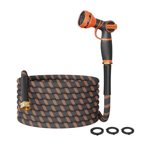 50FT Lightweight Flexible Garden Hose with Nozzle