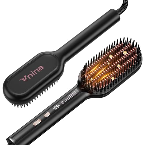 Ionic Ceramic Hair Straightener Brush with Adjustable Heat