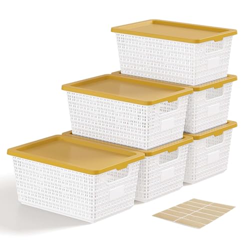 6 Pack Stackable Plastic Storage Bins with Lids