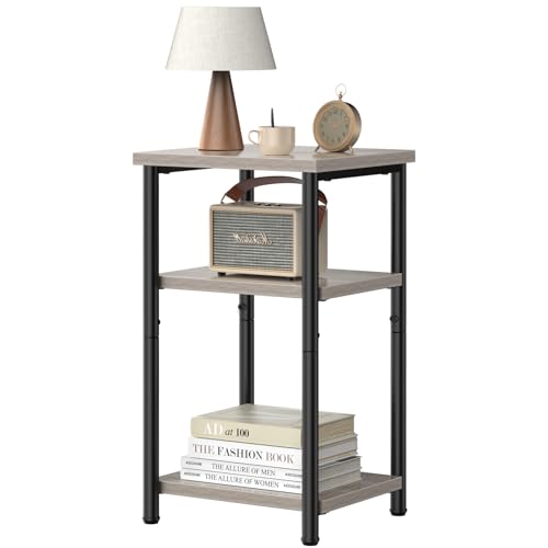 DUMOS 3-Tier End Table with Storage Shelf