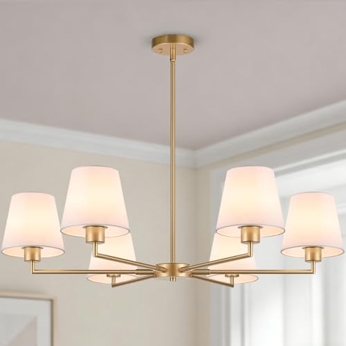 36-Inch 6-Light Fabric Shade Dining Chandelier