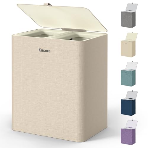95L Dual-Compartment Laundry Hamper with Lid